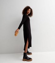 New Look Black Long Sleeve Oversized Midi T-Shirt Dress